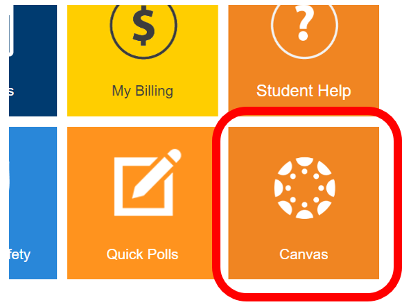 Canvas icon in MyCanyons student dashboard menu