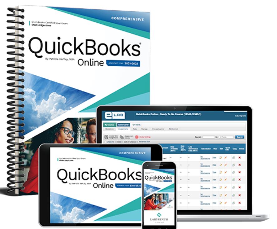 Picture of QuickBooks Online Comprehensive textbook.