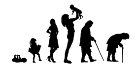 Life Progression Silhouette from Baby to Elderly Woman
