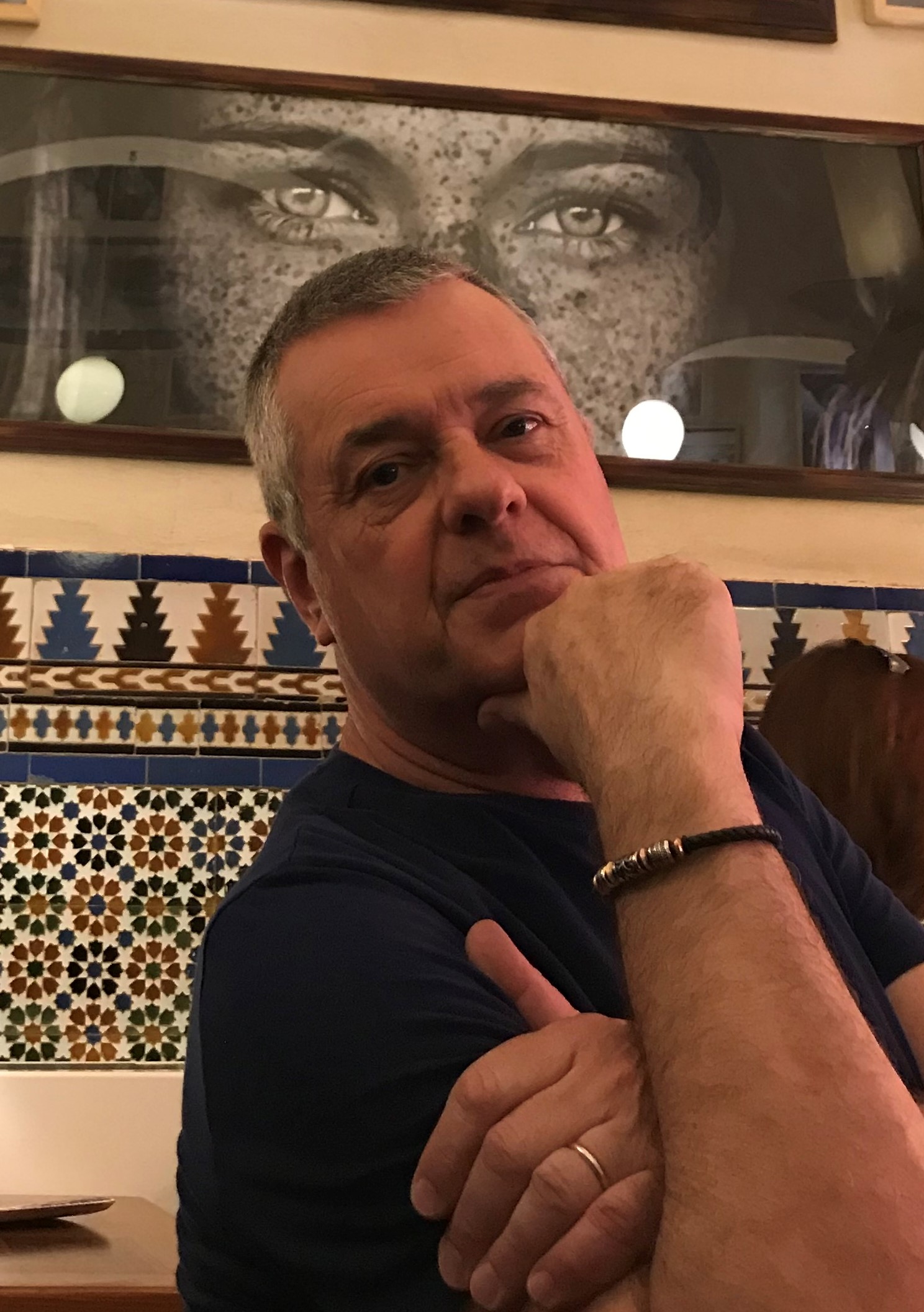 Professor Etienne in a café in Spain