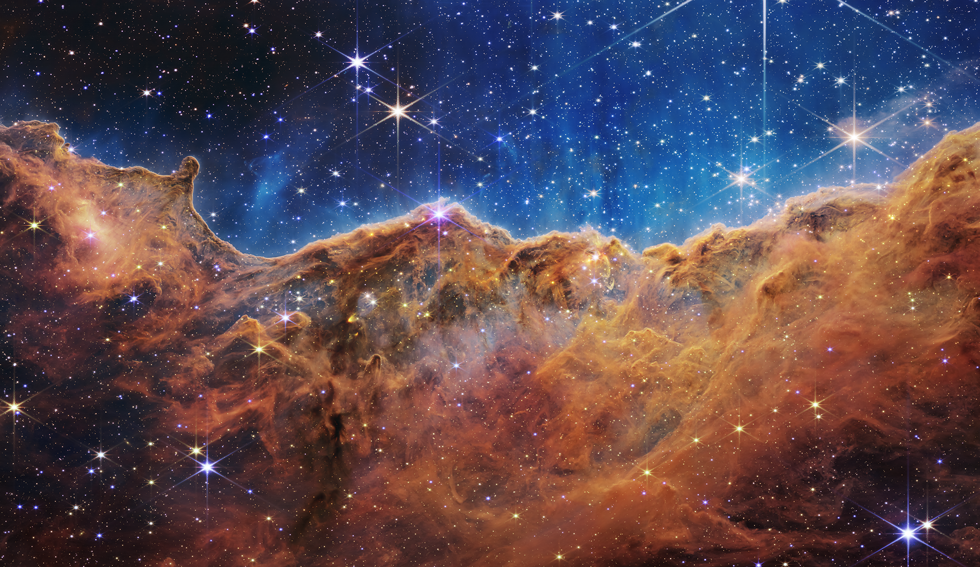Near-infrared view of the Carina Nebula taken by JWST