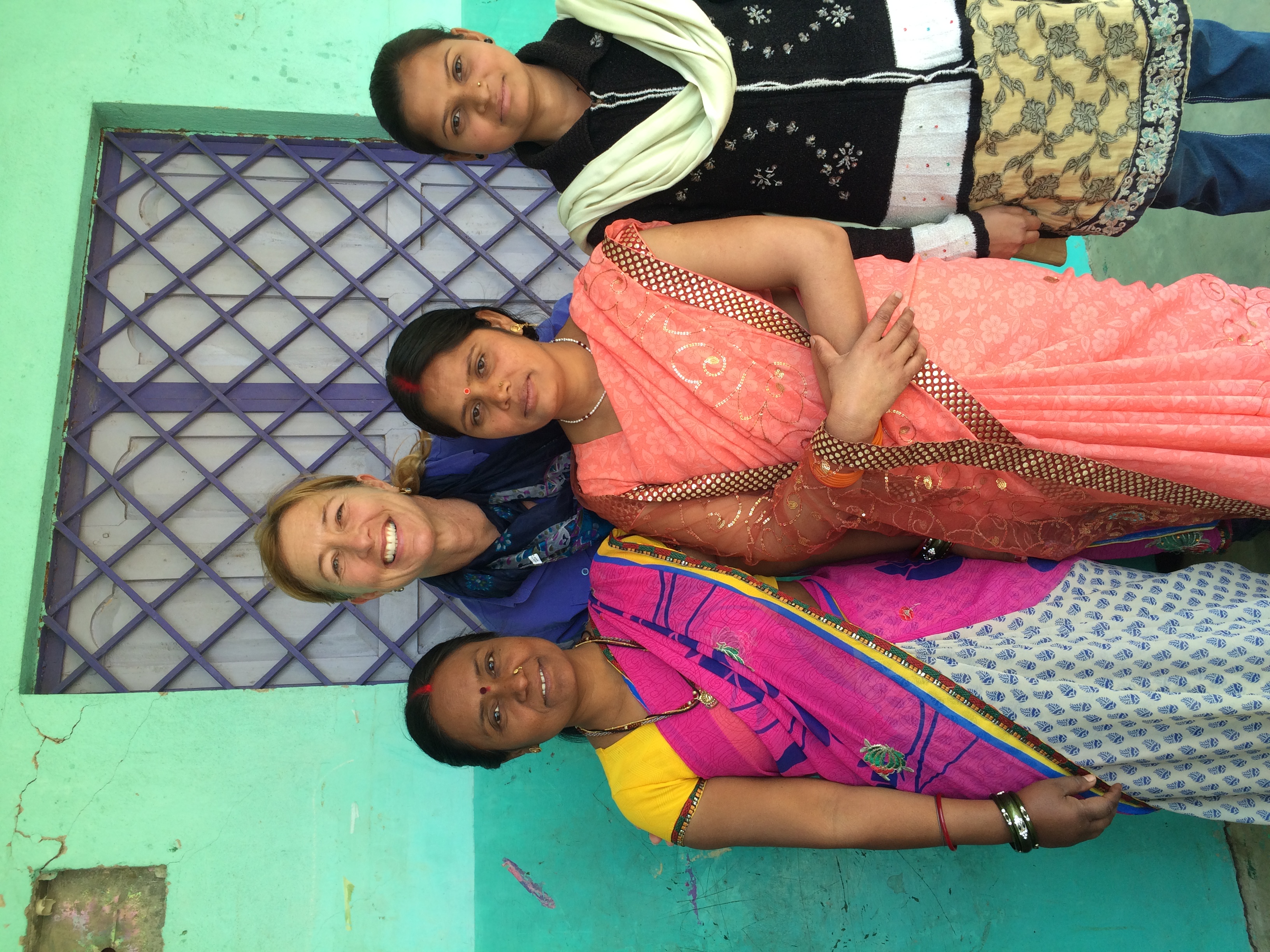 Prof Kirwin with students at Shekwara Village School in 2015 in rural Bihar, India.