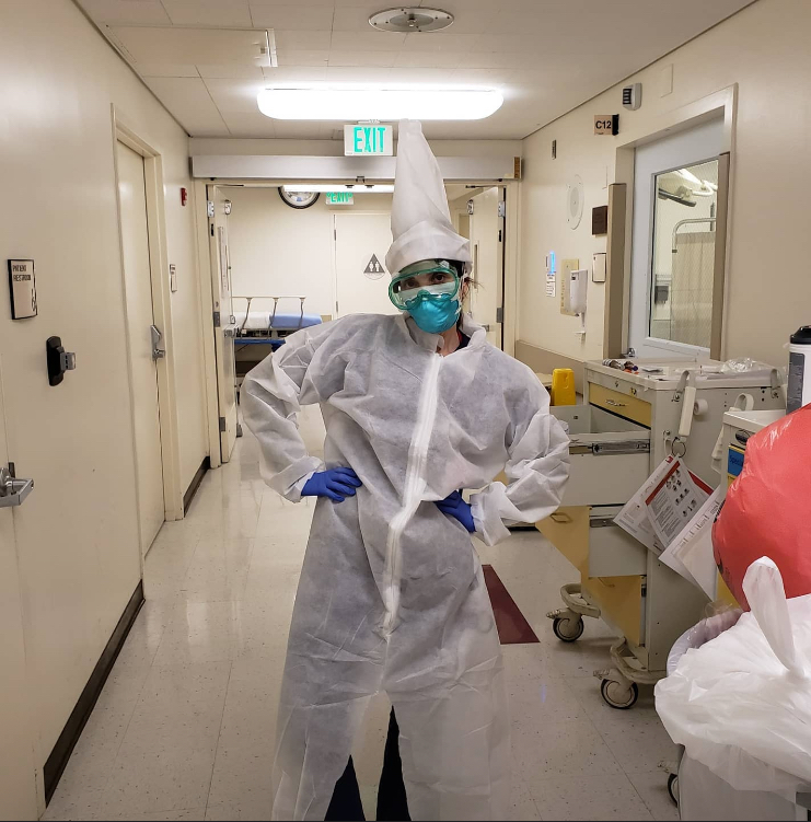 Photo of me fully gowned in PPEmask, gown, gloves, and face shieldduring a shift in the emergency department at the height of the COVID-19 pandemic in March 2020. A moment Ill never forget.